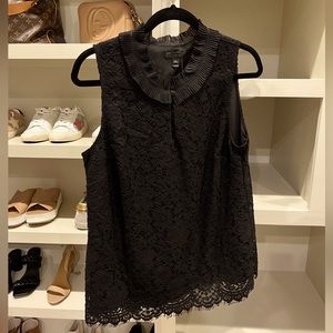 J. crew M Tall black lace detail top
